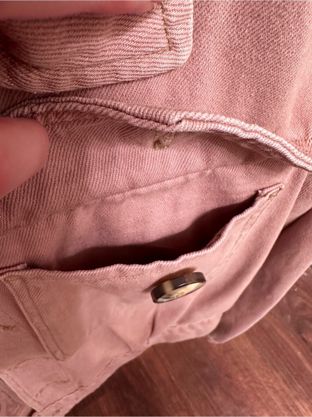 Free People “Eisenhower” Denim Button-Up Jacket (Dusty Pink/Mauve) - Picture 9 of 10
